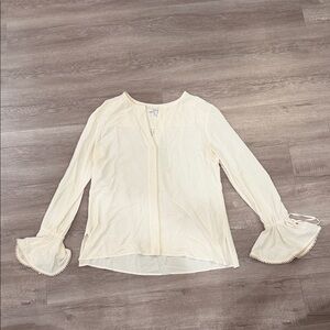 Derek Lam 10 Crosby Chic Silk Cream Blouse with Flared Sleeves